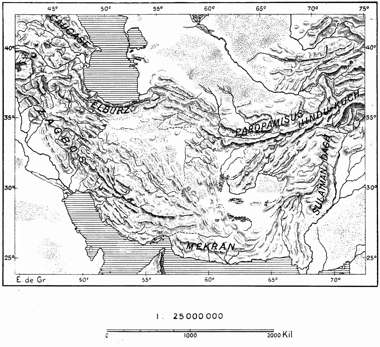 Carte des chaînes du plateau d’Iran