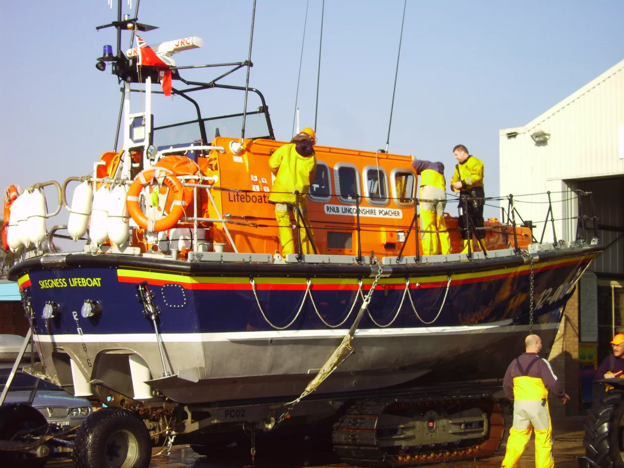 A photograph of the Skegness lifeboat Lincolnshire Poacher (ON 1166)Skegness Lifeboat