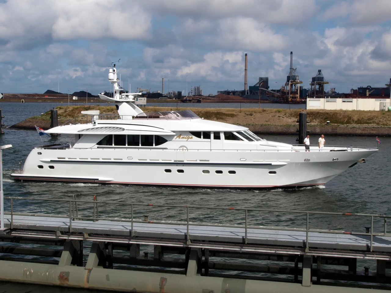 Amigo at IJmuiden. The motor yacht was built 2003 by Heesen.