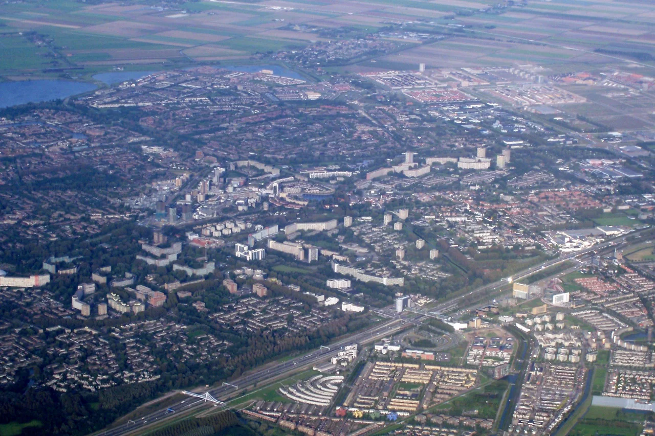 Aerial view of Zoetermeer, South Holland, the Netherlands