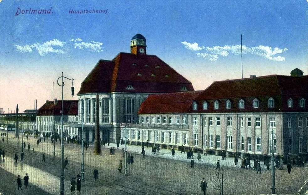 Historische Postkarte, Dortmund Hauptbahnhof