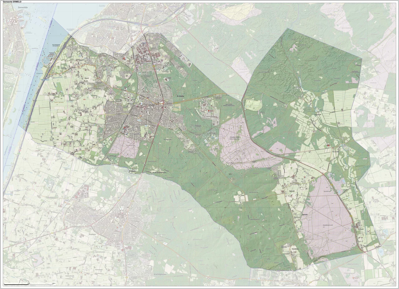 Topografische gemeentekaart. Resolutie: 400 pixels/km.
Kaartbeeld samengesteld uit de open geodata van de Top10NL en Top25namen (Kadaster), Creative Commons-BY licentie. Gebouwvlakken uit open geodata BAG extract. Wegen uit de OpenStreetMap, OpenStreetMap community. Reliëfschaduw uit de Actuele Hoogtekaart AHN2.

Samenstelling en kleurenschema: Jan-Willem van Aalst, met QGIS. Zie ook de Legenda.