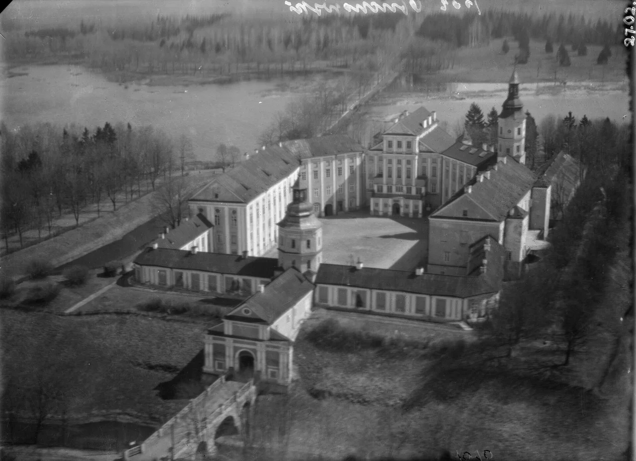 Niaśviž, the castle of the Radziwills. Aerial photography