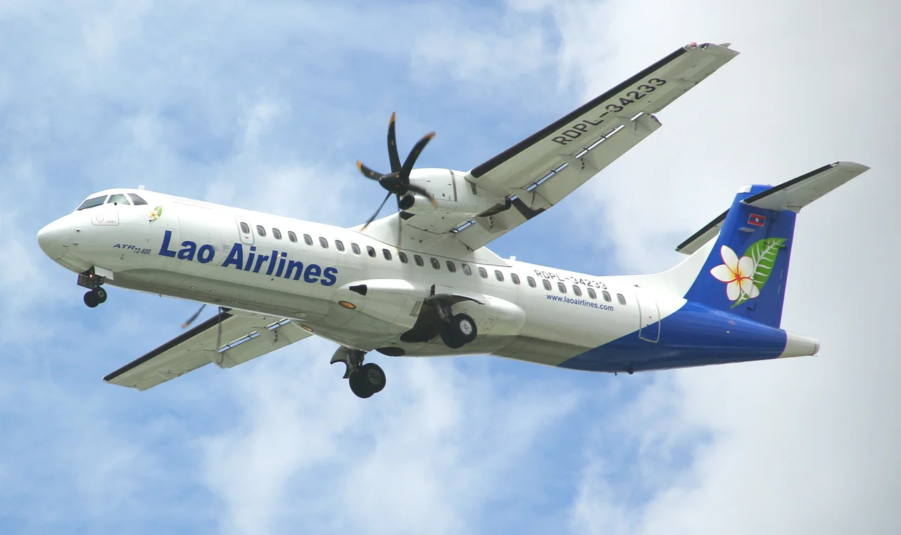 An ATR 72-600 (RDPL-34233) of Lao Airlines landing at Tan Son Nhat International Airport in Ho Chi Minh City. This aircraft crashed as Lao Airlines Flight 301 one month later.