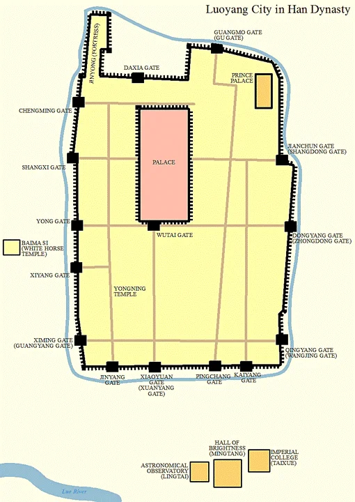 Map of Luoyang in Eastern Han Dynasty