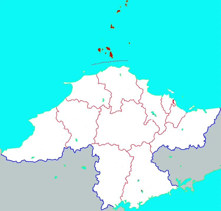 Location of Changdao county in Yantai City, China